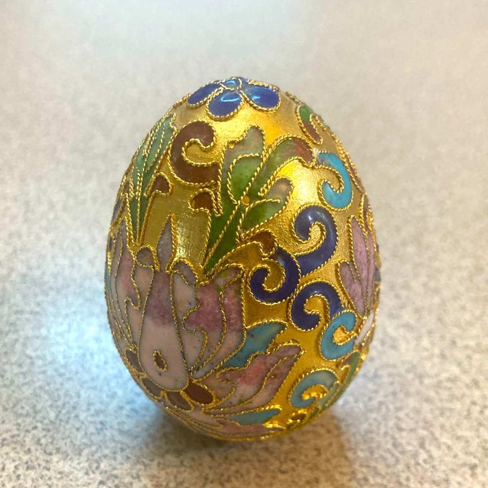Colorful Decorative Egg with Gold Accents